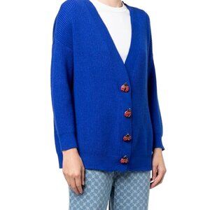 Olivia Rubin Small Blue Frankie Motif-Buttons Cardigan Sweater Ladybug Knit NWT